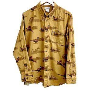 Columbia River Lodge hunter brown cotton button shirt long sleeve sz. L